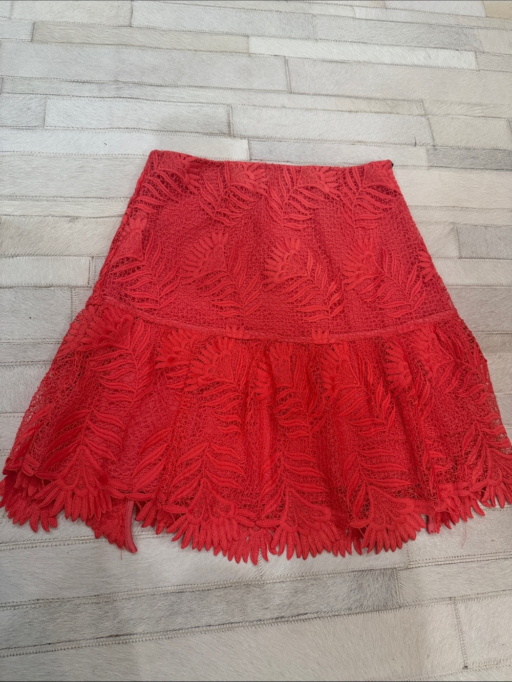 Lovers + Friends coral Lace Circle Skirt